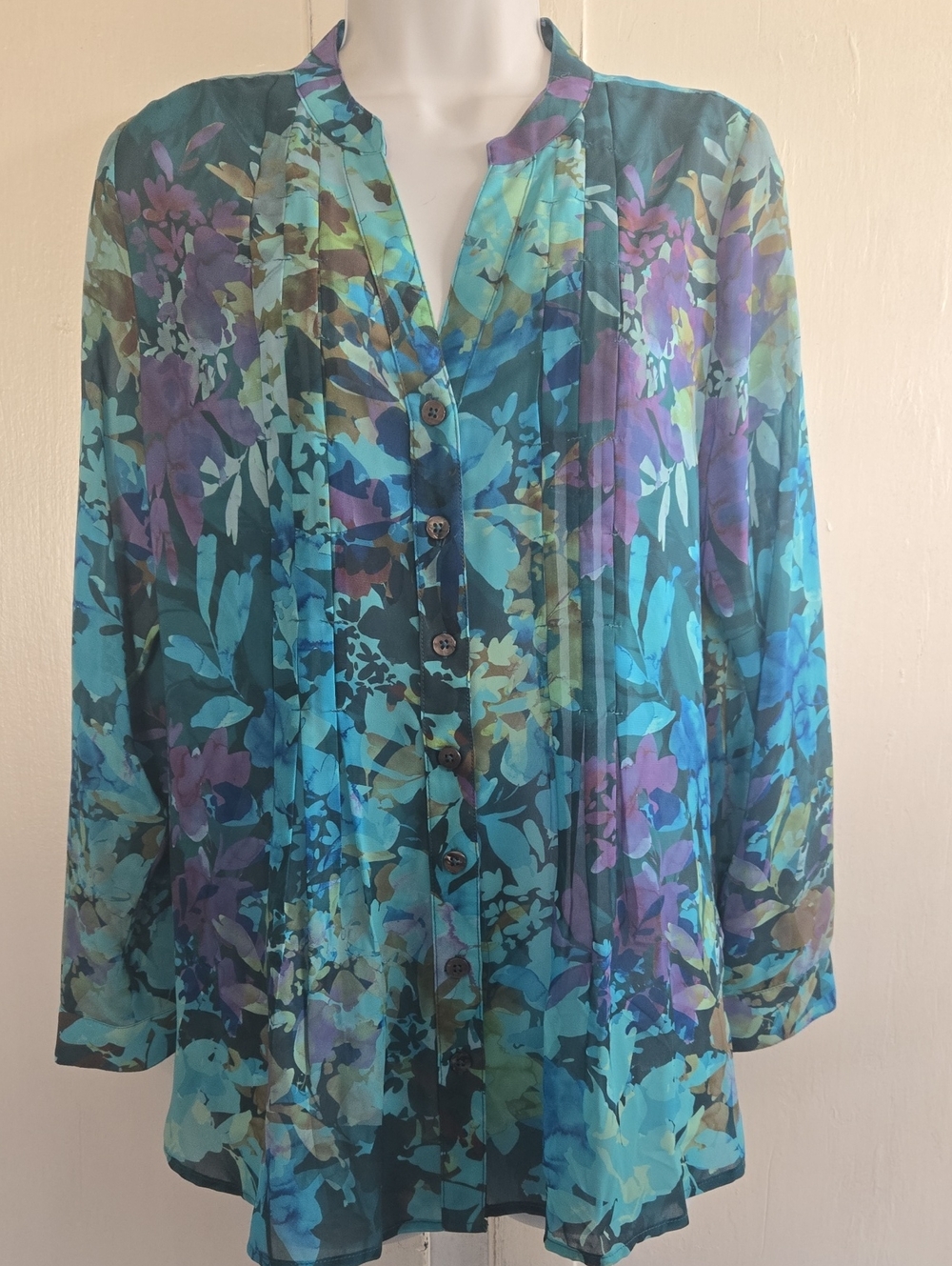 SOFT SURROUNDINGS FLORAL TUNIC.. SIZE PETITE MEDIUM.. #8204